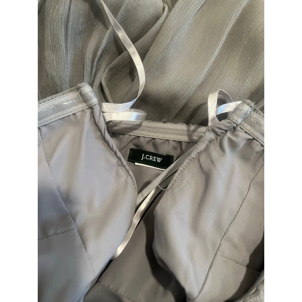 J. Crew Juliet Strapless Silk Chiffon Midi Dress Gray Small Bridesmaid Cocktail - Picture 8 of 8